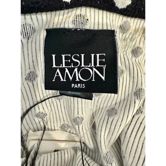 Leslie Amon Carioca Feather Trim Dot Mini Dress NWT - Size M/L - Picture 5 of 10